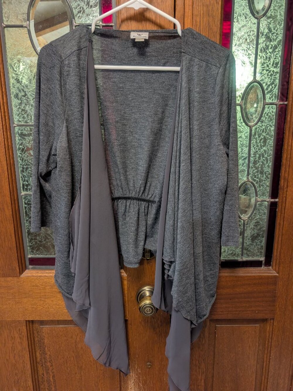 Womens open-front draped cardigan, size Large